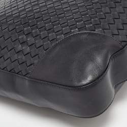 Pre Owned Bottega Veneta Black Intrecciato Leather Shopper Tote