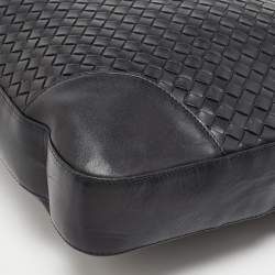 Pre Owned Bottega Veneta Black Intrecciato Leather Shopper Tote