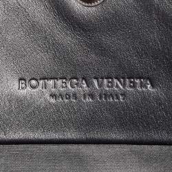 Pre Owned Bottega Veneta Black Intrecciato Leather Shopper Tote