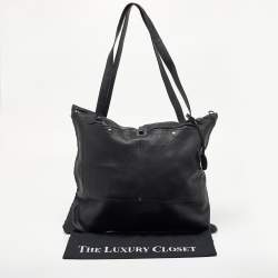 Pre Owned Bottega Veneta Black Leather Tote