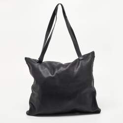 Pre Owned Bottega Veneta Black Leather Tote