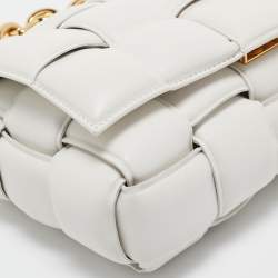 Pre Owned حقيبة كتف بوتيغا فينيتا كاسيت جلد مبطن أبيض