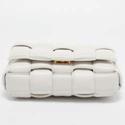 Pre Owned حقيبة كتف بوتيغا فينيتا كاسيت جلد مبطن أبيض