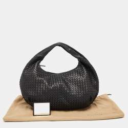 Pre Owned Bottega Veneta Black Intrecciato Leather Large Belly Hobo