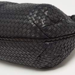 Pre Owned Bottega Veneta Black Intrecciato Leather Large Belly Hobo