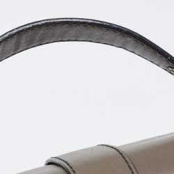 Pre Owned Bottega Veneta Dark Beige Leather Medium Piazza Top Handle Bag