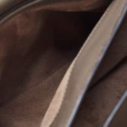 Pre Owned Bottega Veneta Dark Beige Leather Medium Piazza Top Handle Bag