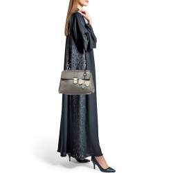 Pre Owned Bottega Veneta Dark Beige Leather Medium Piazza Top Handle Bag