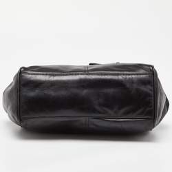 Bottega Veneta Black Leather Front Pocket Satchel