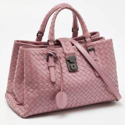 مملوكة مسبقًا Bottega Veneta Pink Intrecciato Leather Small Roma Tote