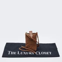 Pre Owned Bottega Veneta Brown Intrecciato Leather Phone Bag