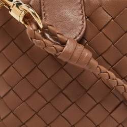 Pre Owned Bottega Veneta Brown Intrecciato Leather Phone Bag