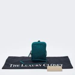 Pre Owned Bottega Veneta Green Intrecciato Leather Zip Strap Pouch