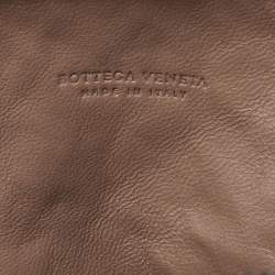 Pre Owned Bottega Veneta Orange Intrecciato Leather Zip Strap Pouch