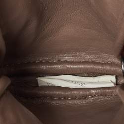 Pre Owned Bottega Veneta Orange Intrecciato Leather Zip Strap Pouch