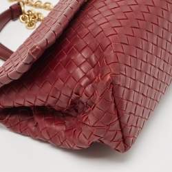 Pre Owned Bottega Veneta Red Intrecciato Leather Small Olimpia Shoulder Bag