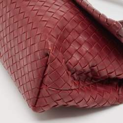 Pre Owned Bottega Veneta Red Intrecciato Leather Small Olimpia Shoulder Bag
