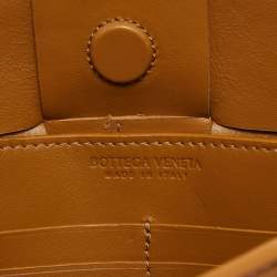 Pre Owned Bottega Veneta Camel Intreccio Leather Cassette Pouch On Strap