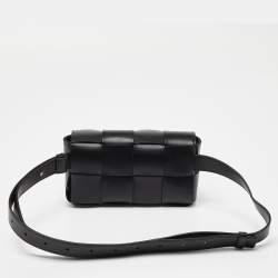 Pre Owned Bottega Veneta Black Intrecciato Leather Mini Cassette Belt Bag
