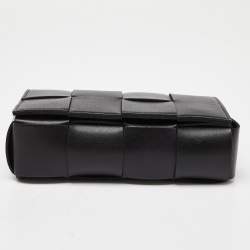 Pre Owned Bottega Veneta Black Intrecciato Leather Mini Cassette Belt Bag
