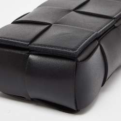 Pre Owned Bottega Veneta Black Intrecciato Leather Mini Cassette Belt Bag