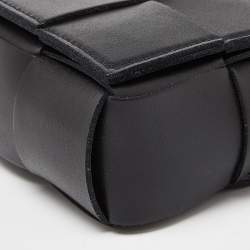 Pre Owned Bottega Veneta Black Intrecciato Leather Mini Cassette Belt Bag