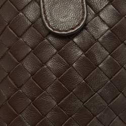 Pre Owned Bottega Veneta Brown Intrecciato Leather Phone Bag