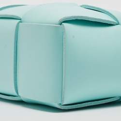 Pre Owned Bottega Veneta Aqua Green Intrecciato Leather Candy Arco Tote