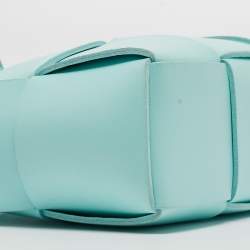 Pre Owned Bottega Veneta Aqua Green Intrecciato Leather Candy Arco Tote