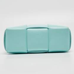 Pre Owned Bottega Veneta Aqua Green Intrecciato Leather Candy Arco Tote