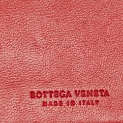 Pre Owned Bottega Veneta Red Intrecciato Leather Flap Continental Wallet