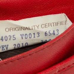 Pre Owned Bottega Veneta Red Intrecciato Leather Flap Continental Wallet