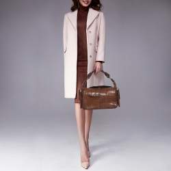 مملوكة مسبقًا Bottega Veneta Brown Crocodile Side Pockets Satchel