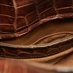 مملوكة مسبقًا Bottega Veneta Brown Crocodile Side Pockets Satchel