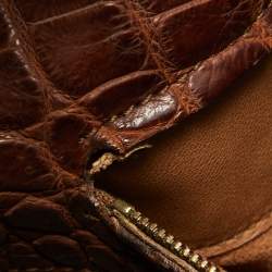مملوكة مسبقًا Bottega Veneta Brown Crocodile Side Pockets Satchel