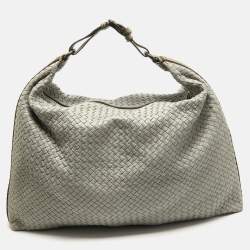 Pre Owned Bottega Veneta Grey Intrecciato Leather and Alligator Oversized Hobo