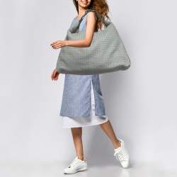 Pre Owned Bottega Veneta Grey Intrecciato Leather and Alligator Oversized Hobo