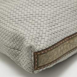 Pre Owned Bottega Veneta Grey Intrecciato Leather and Alligator Oversized Hobo