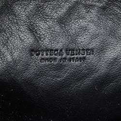 Pre Owned Bottega Veneta Black Intrecciato Leather Zip Strap Pouch