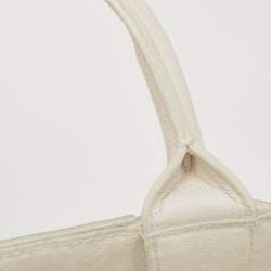 Pre Owned Bottega Veneta White Intrecciato Leather Arco Tote