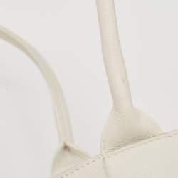 Pre Owned Bottega Veneta White Intrecciato Leather Arco Tote