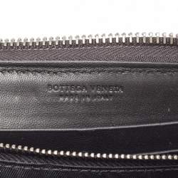 مملوكة مسبقًا Bottega Veneta Black Intrecciato Leather Zip Around Wallet