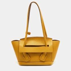 Pre Owned Bottega Veneta Yellow Leather Arco Tote
