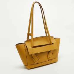 Pre Owned Bottega Veneta Yellow Leather Arco Tote