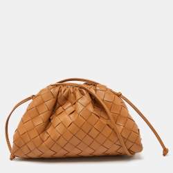 Pre Owned Bottega Veneta Tan Intrecciato Leather Mini The Pouch Bag