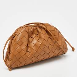 Pre Owned Bottega Veneta Tan Intrecciato Leather Mini The Pouch Bag
