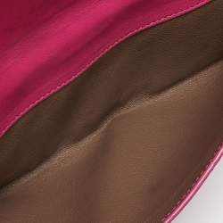 Pre Owned Bottega Veneta Pink Intrecciato Leather Flap Continental Wallet