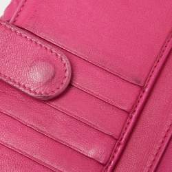 Pre Owned Bottega Veneta Pink Intrecciato Leather Flap Continental Wallet