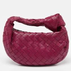 Pre Owned Bottega Veneta Magenta Intrecciato Leather Mini Jodie Hobo