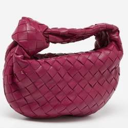 Pre Owned Bottega Veneta Magenta Intrecciato Leather Mini Jodie Hobo